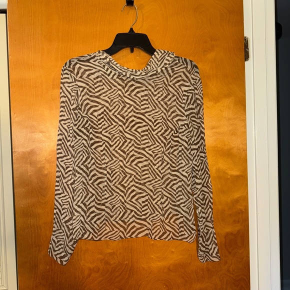 Worth Tops - 100% silk Zebra Print Long Sleeve turtleneck (see through vintage)